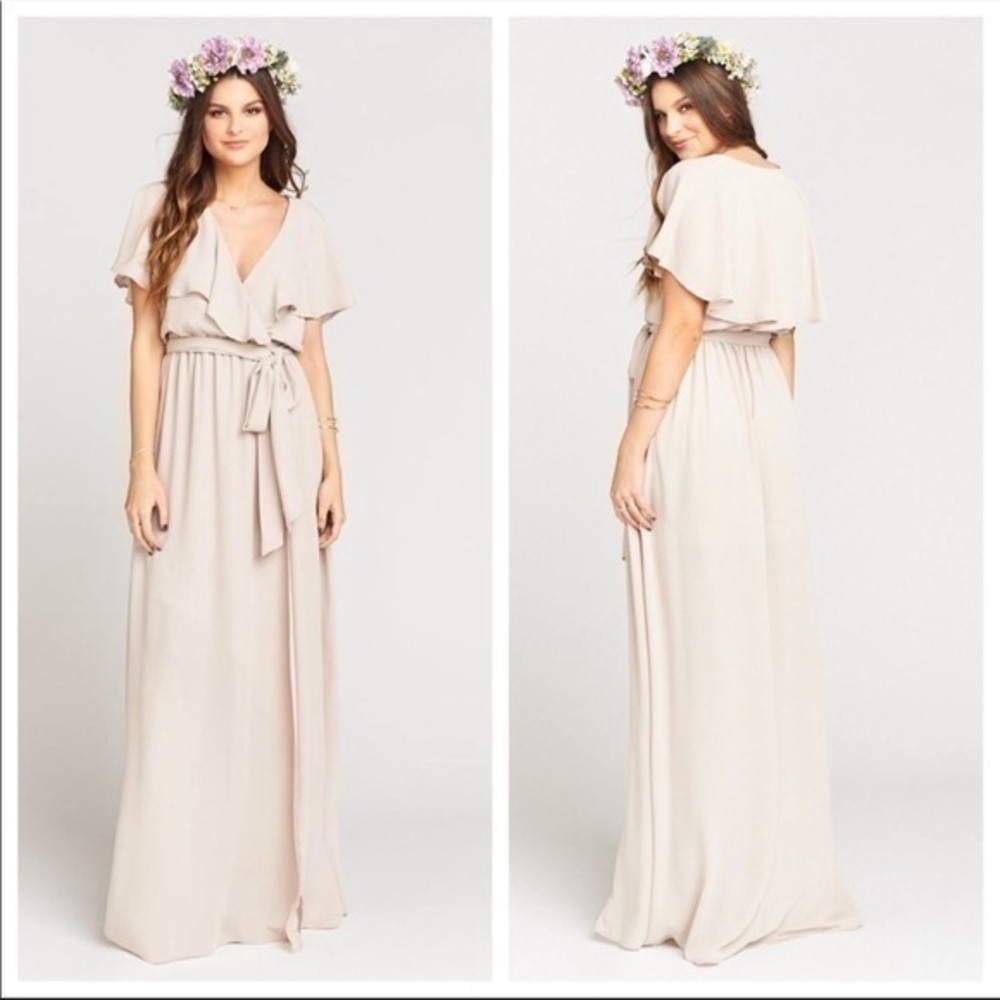 Show Me Your Mumu Audrey Maxi Dress Nude Medium Wedding Bridesmaid